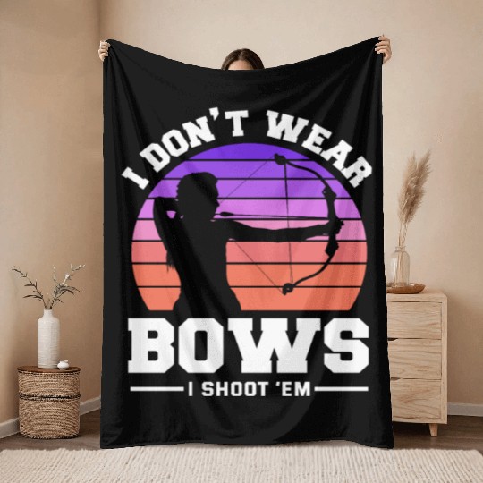 Archer Retro Bow Girl Archery Throw Blankets