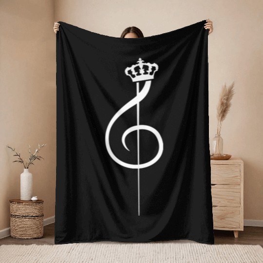 Crown Music Clef Note King Queen Prince Princess Throw Blankets