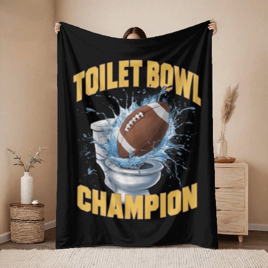 FUNNY TOILET BOWL CHAMPION 2024 FANTASY FOOTBALL Throw Blankets
