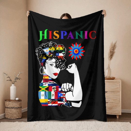 Hispanic Heritage Month Latino Countries Flag Throw Blankets