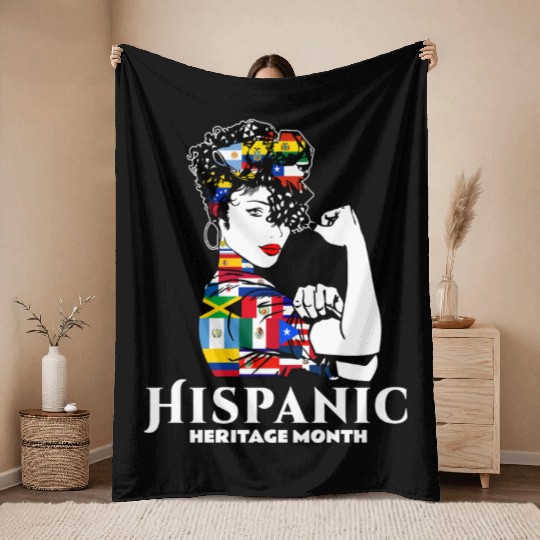 Hispanic Heritage Month Latino Countries Flag Throw Blankets