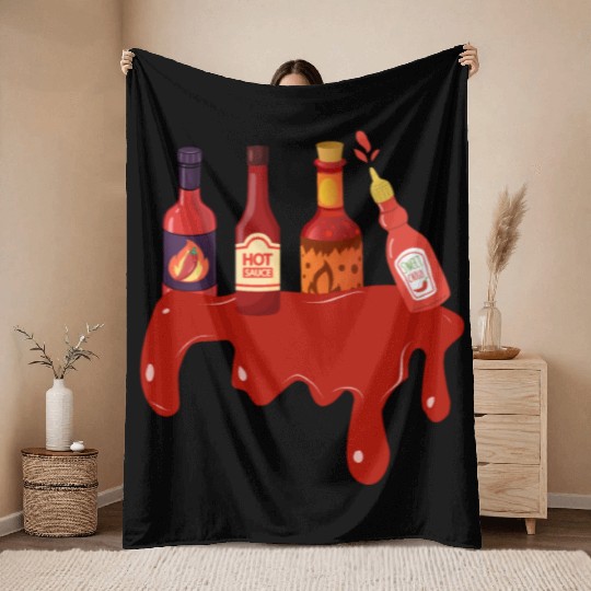 Hot Sauce Hot Sauces Foodie Tea Spicy Hot Throw Blankets