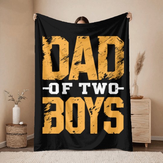 Dad of 2 Boys Daddy Funny Father's Day Throw Blankets