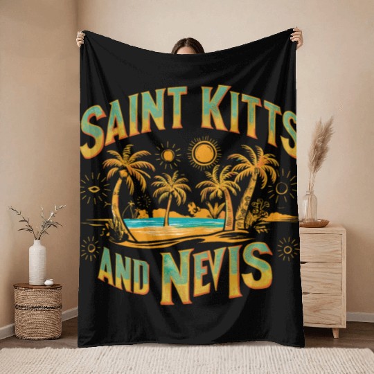 Saint Kitts And Nevis Souvenir Tropical Paradise Throw Blankets
