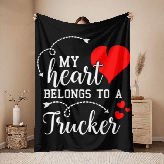 I Love My Trucker Husband Wife Gifts Valentines Throw Blankets