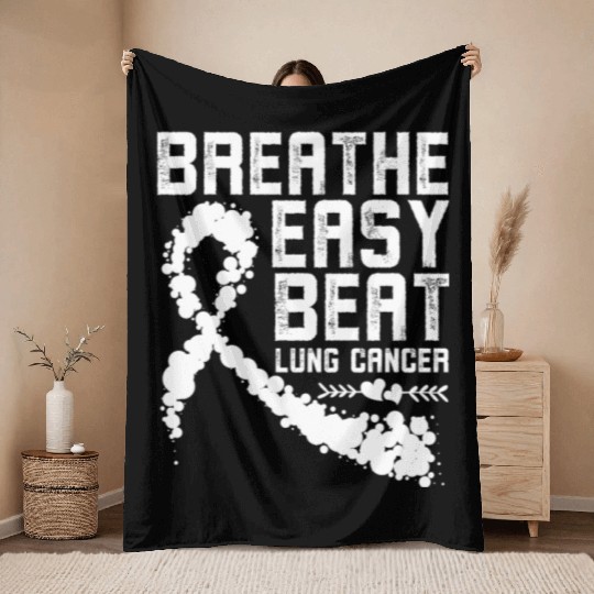 Breathe Easy Beat Lung Cancer Awareness Warriors Throw Blankets