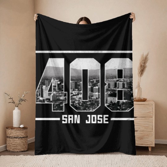 Vintage San Jose 408 Throw Blankets
