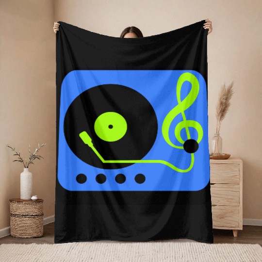 Music Clef Note Record Plate Vinyl DJ Party Treble Throw Blankets