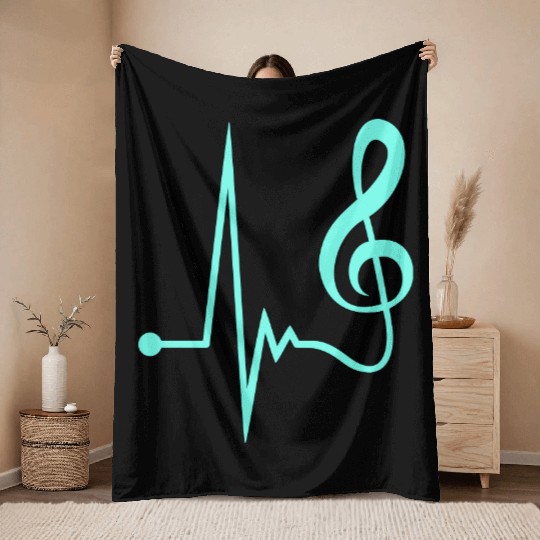 Music Clef Note Violin Treble Sound Pulse ECG Throw Blankets