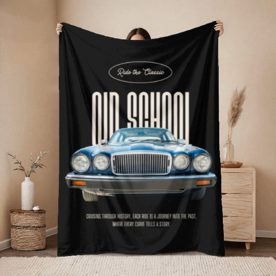 old school muscle car Throw Blankets