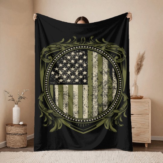 Veteran Design - US Veteran Crest Throw Blankets