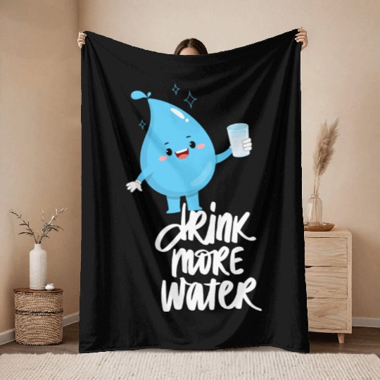 Drink more water health children reminder daily Throw Blankets