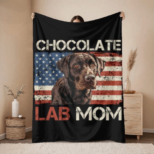 Labrador Retriever CHOCOLATE LAB MOM Labrador Throw Blankets