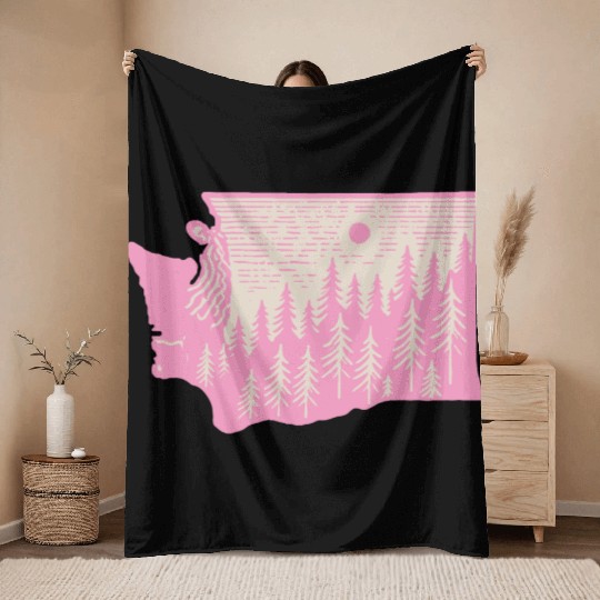 Washington DC Wild Outline State Throw Blankets
