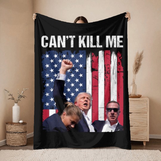 President Trump Assassination Attempt Trump 2024 Throw Blankets