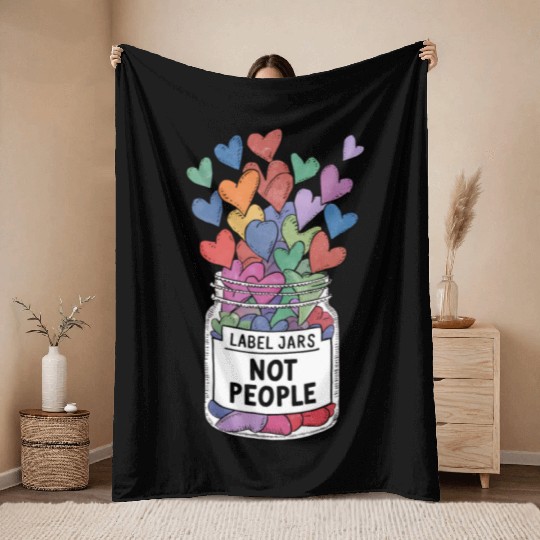 Labels Jars Not People Heart Jar Throw Blankets