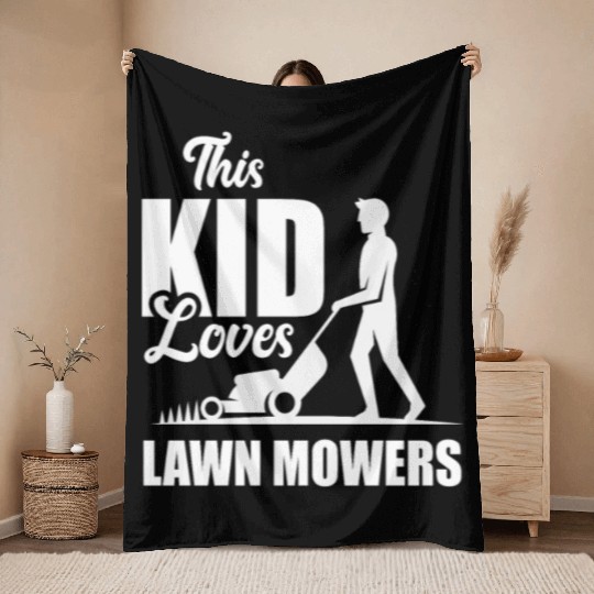 Landscaper Gardener Child Lawn Mowing Throw Blankets
