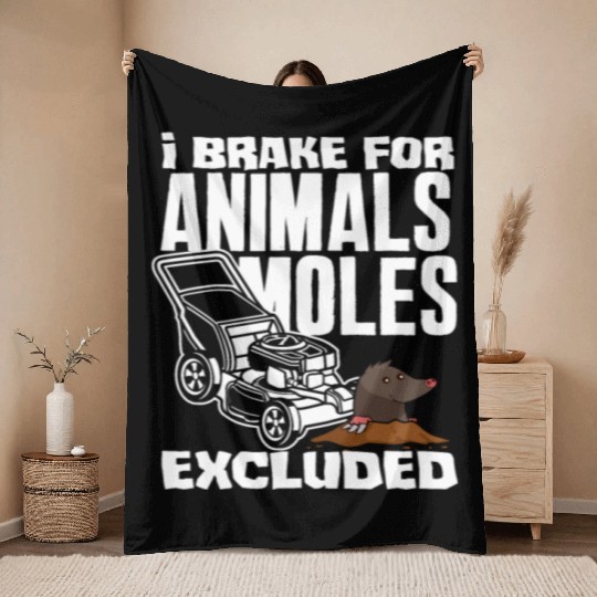 Landscaper Gardener Lawn Mowing Mole Throw Blankets