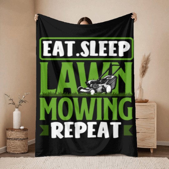 Eating Sleeping Lawn Mowing Landscaper Gardener Throw Blankets