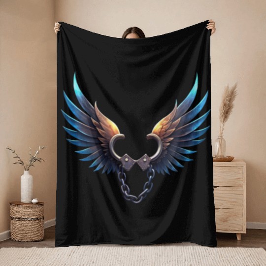 Handcuffs Flapping Their Wings To Freedom Throw Blankets