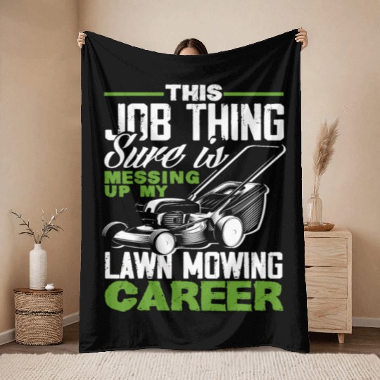 Landscaper Gardener Lawn Mowing Career Throw Blankets