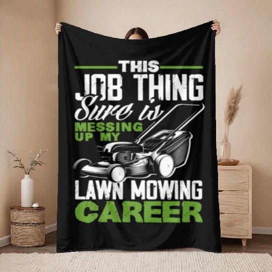 Landscaper Gardener Lawn Mowing Career Throw Blankets