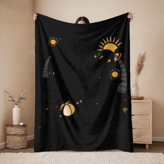 Keep Calm and Beach On This Summer Throw Blankets