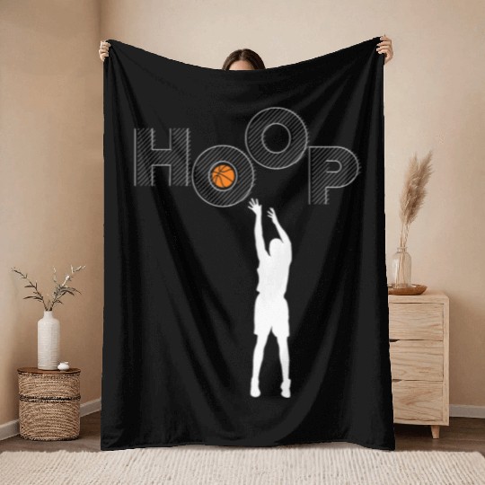 HOOP I love basketball Throw Blankets