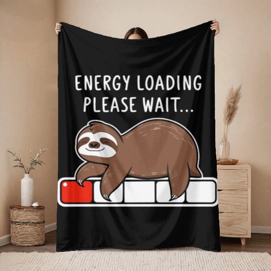Sloth Energy Loading Please Wait Throw Blankets