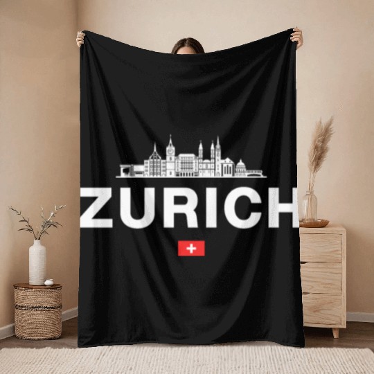 Zurich Switzerland Swiss Alps Lake Zurich Throw Blankets