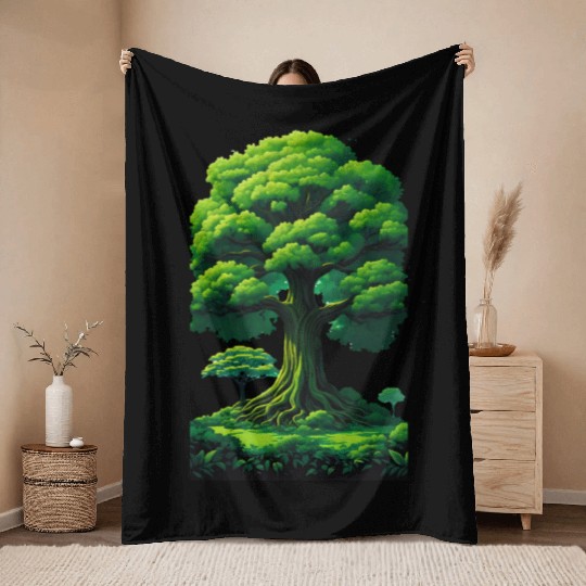 Enchanted Forest Motif - Whimsical Nature-Inspired Throw Blankets