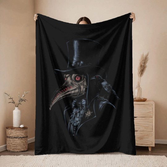 Plague Doctor Throw Blankets