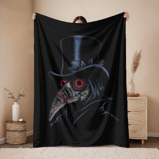 Plague Doctor Throw Blankets