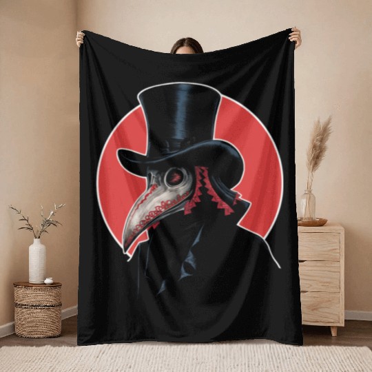 Plague Doctor Throw Blankets