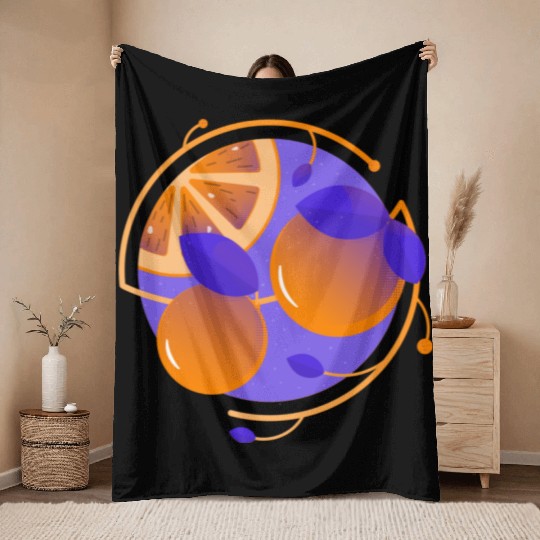 Orange Fruit Throw Blankets