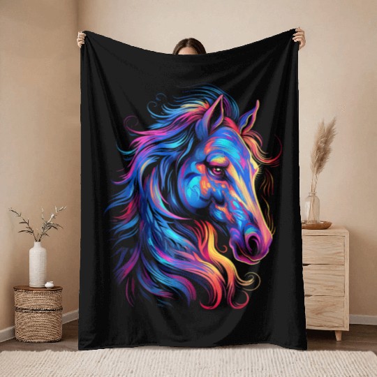 Horse Beautiful Graphic Throw Blankets