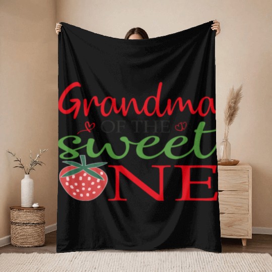 grandma of the sweet one Throw Blankets
