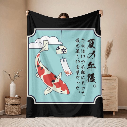 Japanese Summer in the sky Throw Blankets
