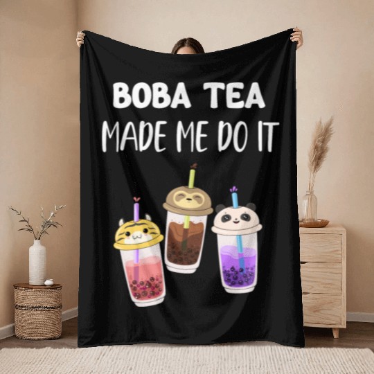 Boba Tea Made Me Do It Bubble Japan K-pop Korean Throw Blankets