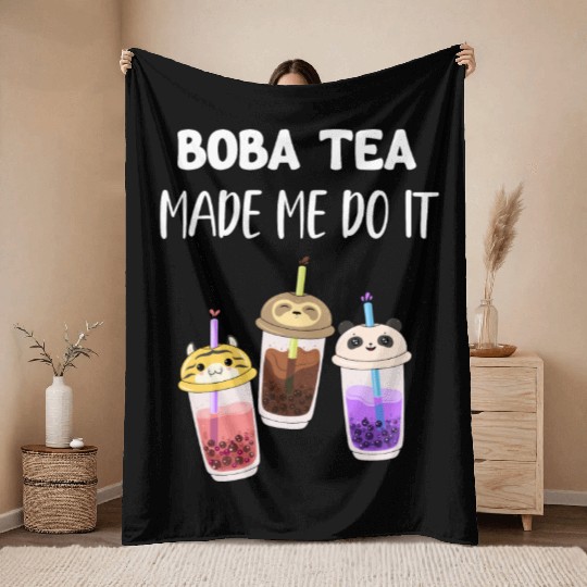 Boba Tea Made Me Do It Bubble Japan K-pop Korean Throw Blankets