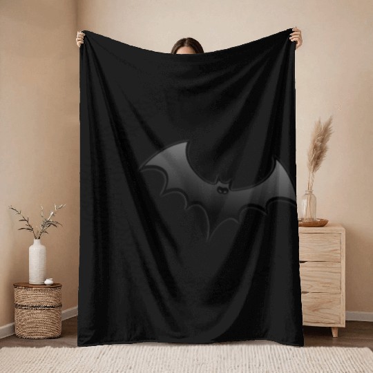 Bat's All Folks Graphic Bat Spread Wings Halloween Throw Blankets