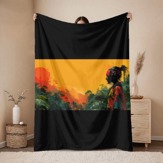 Digital Warrior: Tropical Twilight Throw Blankets