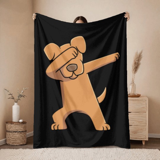 Funny Dabbing Dog Owner Great Dane Puppy Throw Blankets