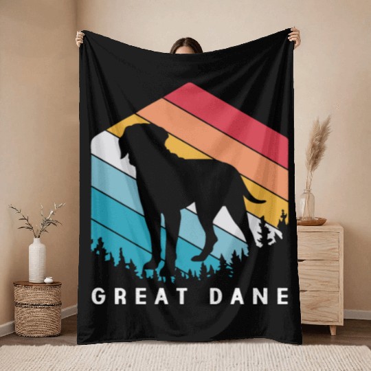 Retro Dog Lovers Great Dane For Great Dane Dad Throw Blankets