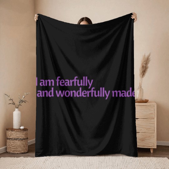 I am fearfully and wonderfully made affirmation Throw Blankets