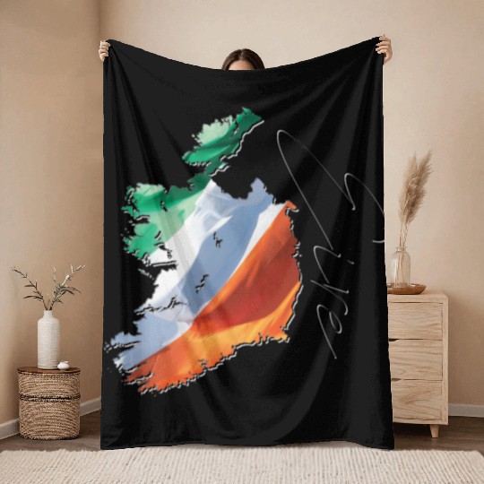 Ireland | Real Flag | Flag Map IR Throw Blankets