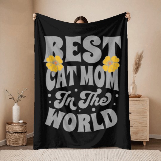 Best Cat Mom in the World Throw Blankets