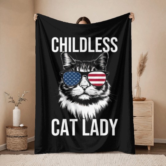 Childless Cat Lady Throw Blankets