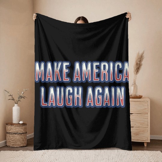Make America Laugh Again Harris Presidential Race Throw Blankets