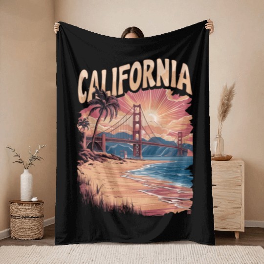 CALIFORNIA GOLDEN GATE BRIDGE BAY AREA Throw Blankets
